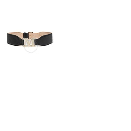 맥스마라 Max Mara Ladies Black Fiuggi Logo Buckle Leather Belt Fiuggi 003