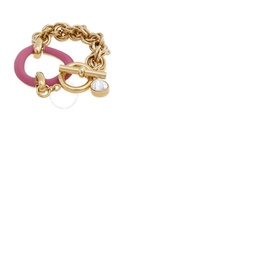 Jw 앤더슨 Jw Anderson Ladies Gold / Pink Oversized Chain Crystal Bracelet JY0120-OT0034