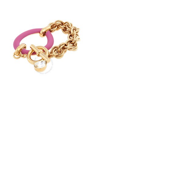  Jw 앤더슨 Jw Anderson Ladies Gold / Pink Oversized Chain Crystal Bracelet JY0120-OT0034