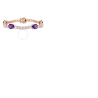 A모우 MOUR 21 CT TGW Africa-amethyst and White Topaz Station Link Bracelet In Rose Gold Plated Sterling Silver JMS005229