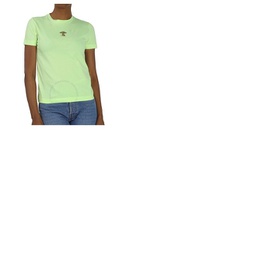 스텔라 맥카트니 Stella Mccartney Ladies Washed Neon Yellow Mushroom Embroidery T-shirt 600422 3SPW51-7212