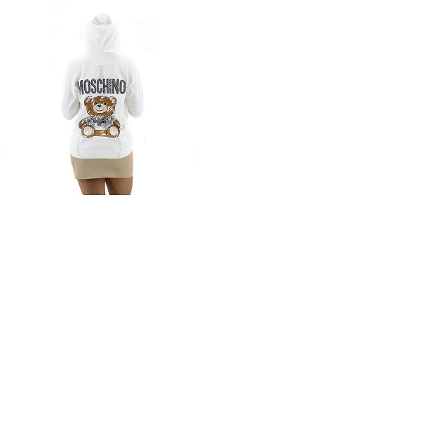  모스키노 Moschino Ladies White Cotton Teddy Bear Hoodie V 0906 0400 2002