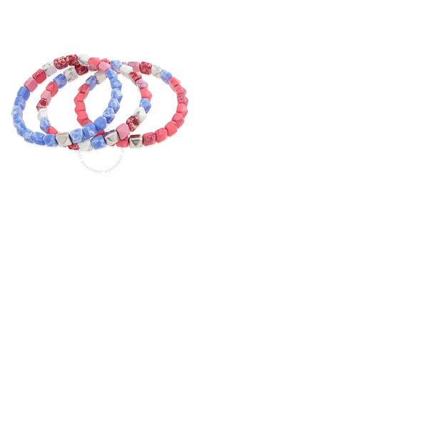 이자벨마랑 이자벨마랑 Isabel Marant Ladies Pink/Silver Pyra Stripe Beaded Bracelet,Set of Three 21EEN0006