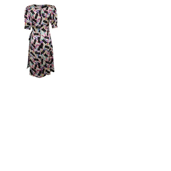 마크제이콥스 마크 제이콥스 Marc Jacobs Ladies White / Multi Ribbon Logo Print Wrap Dress V5000018-110