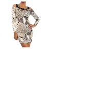 Roberto Cavalli Ladies Taupe Macro Python Print Dress IQR143-9EP64-05080