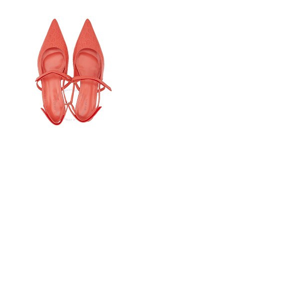  바이 파 By Far Ladies Coral Red Jess Croco Embossed Leather Slingback Sandals 22SSJESCRACCE