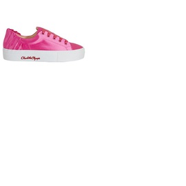 Charlotte Olympia Ladies Pink Sneaker Satin W Pleat Bk LP185990A 08720