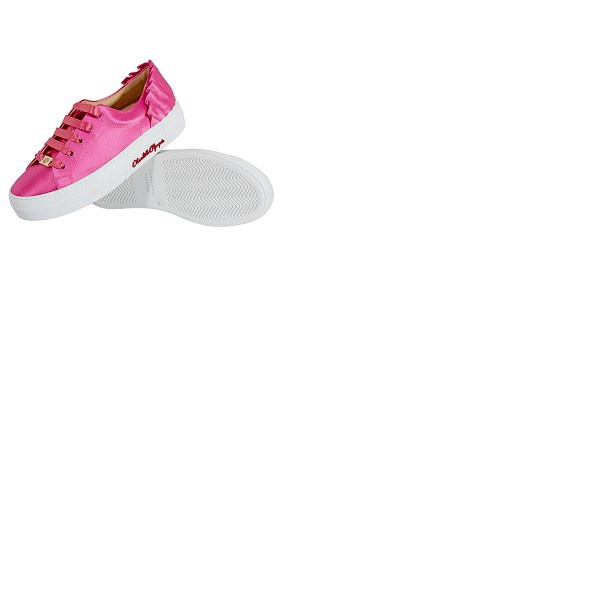  Charlotte Olympia Ladies Pink Sneaker Satin W Pleat Bk LP185990A 08720