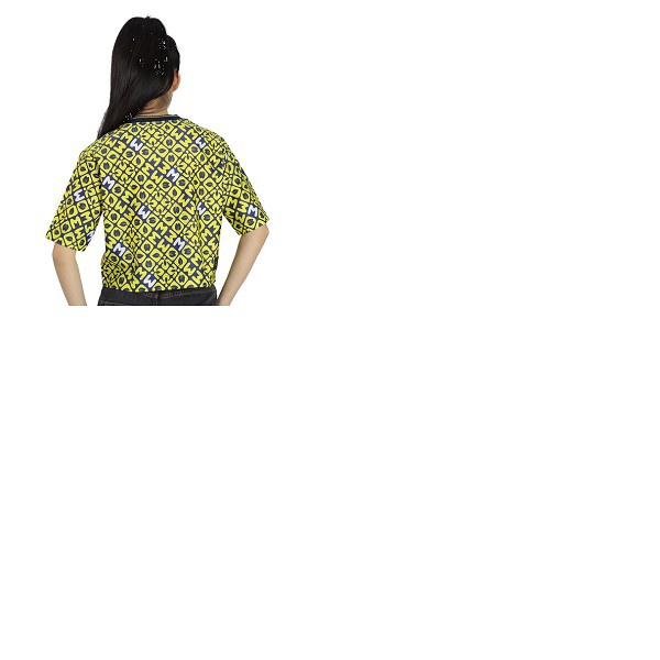 몽클레어 몽클레어 Moncler Ladies Yellow Logo-print Cropped T-shirt G209J8C00003-899JP-107