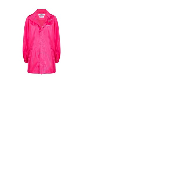 발렌시아가 발렌시아가 Balenciaga Ladies Pink Logo-Print Rain Jacket 681428 TLO06 5630