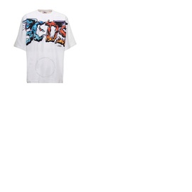 Gcds Mens White Heaven and Hell Graphic Print T-shirt AI22M130639-01