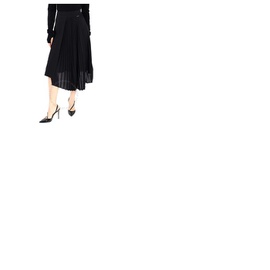 몽클레어 Moncler Ladies Black Asymmetric Pleated Skirt F10932D70010-C0359-999