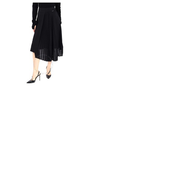 몽클레어 몽클레어 Moncler Ladies Black Asymmetric Pleated Skirt F10932D70010-C0359-999