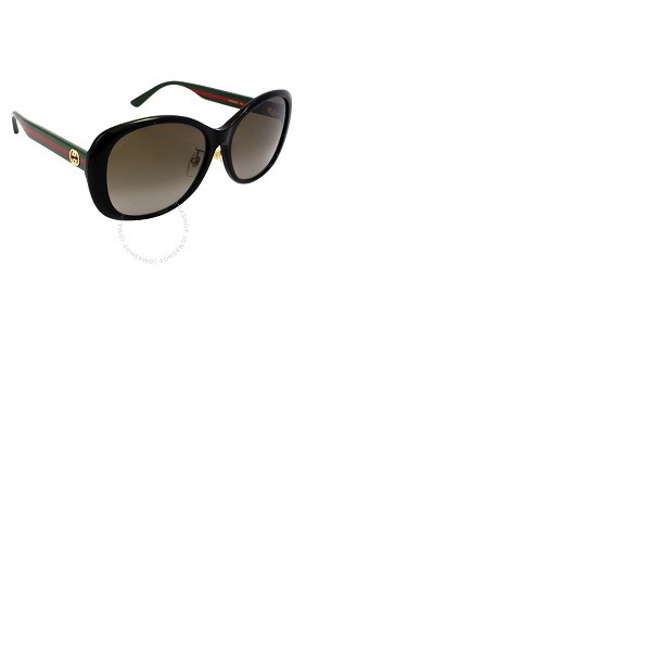 구찌 구찌 Gucci Brown Gradient Round Ladies Sunglasses GG0849SK 001 59