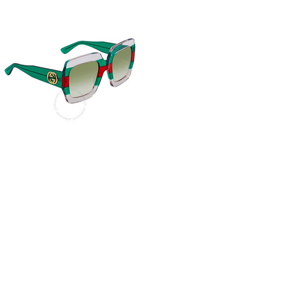 구찌 구찌 Gucci Green Gradient Square Sunglasses GG0178S 001 54
