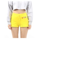 모스키노 Moschino Ladies Yellow Logo-print Track Shorts 0331-0528-2027