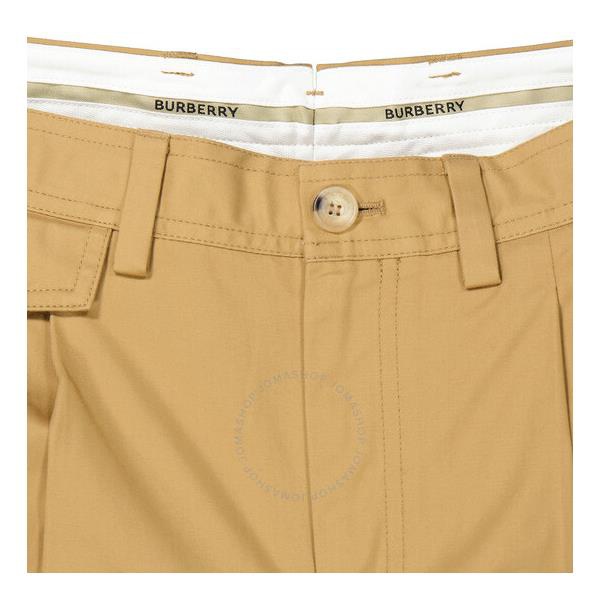 버버리 버버리 Burberry Brown Cotton Twill Icon Stripe Detail Tailored Shorts 8031461