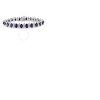 A모우 MOUR 13 1/5 CT TGW Created Blue Sapphire and Diamond S-link Bracelet In Sterling Silver JMS003283