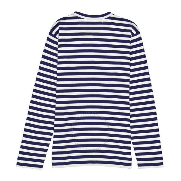  Comme Des Garcons Play Navy / White Long Sleeve Heart Logo Stripe Tee P1T010-1