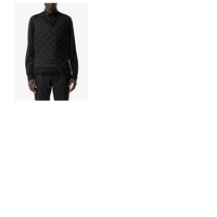 버버리 Burberry Mens Black Detachable Quilted Panel Formal Shirt 4565110