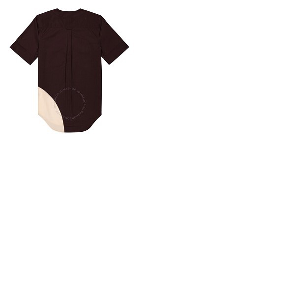 버버리 버버리 Burberry Mens Deep Maroon Bird Geo Print Short Sleeve Cotton Shirt 8045396