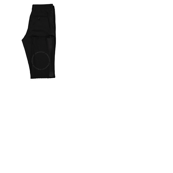 버버리 버버리 Burberry Mens Black Slim Fit Silk Satin Detail Wool Tailored Trousers 4565292