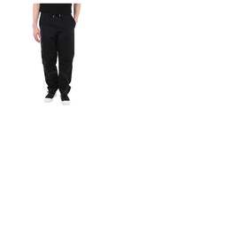 버버리 Burberry Mens Linen-cotton Track Pants in Black 8041446