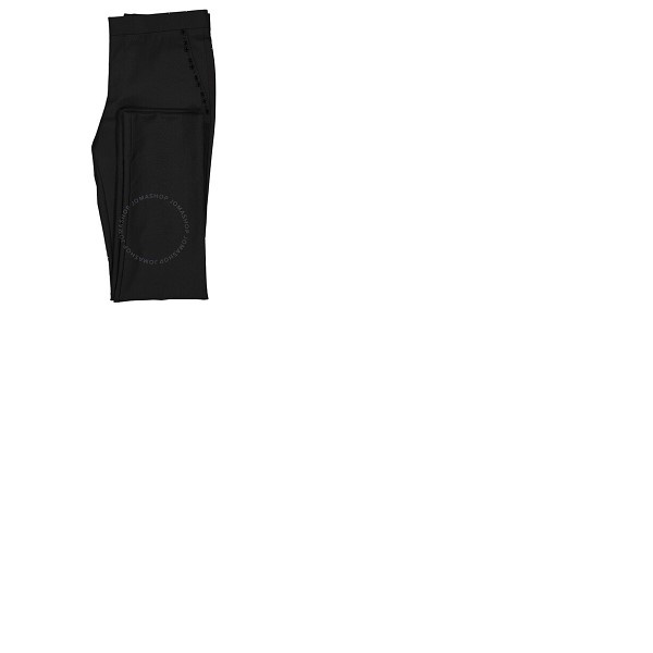 버버리 버버리 Burberry Mens Black Embellished Mohair Wool Classic Fit Tailored Pants 8024598