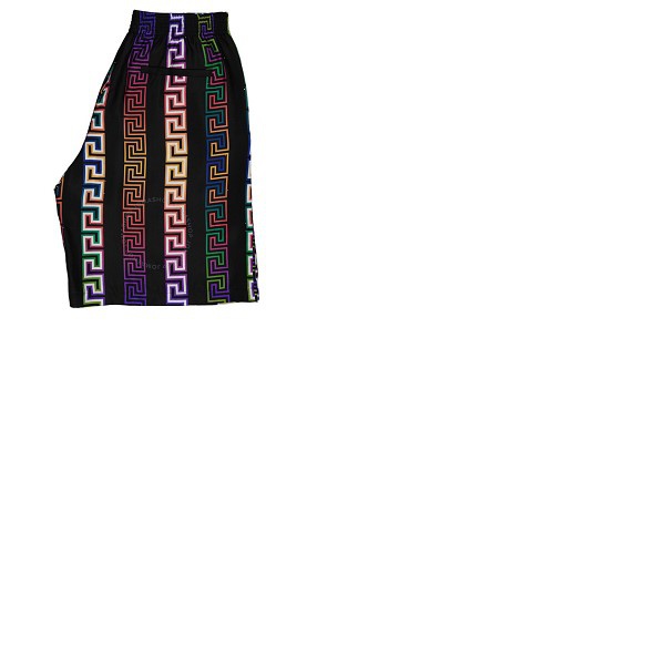 베르사체 베르사체 Versace Mens Black / Multicolor Greca Neon Print Silk Shorts A86432-1A00967-5B020