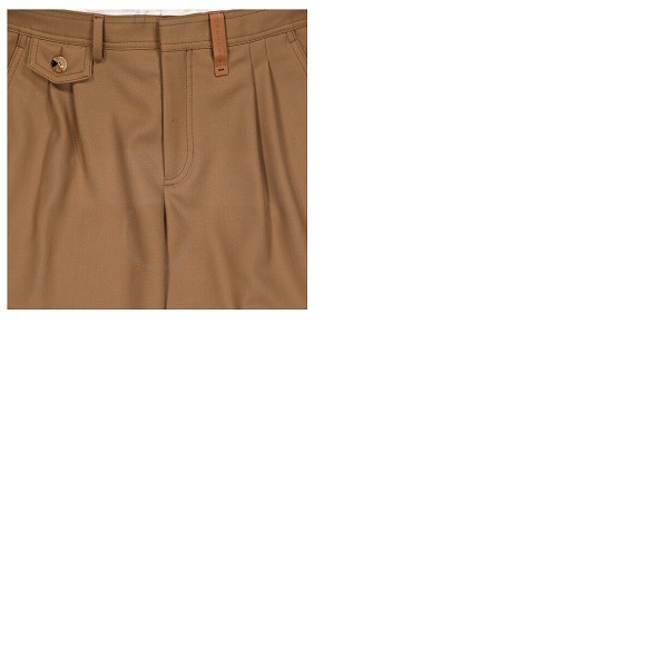 버버리 버버리 Burberry Dark Walnut Wool Twill Zip Detail Pleated Trousers 4558259