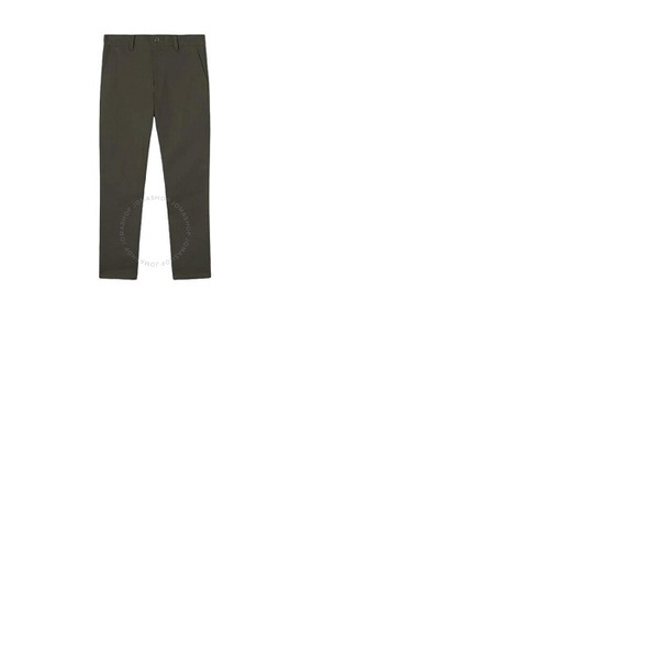 버버리 버버리 Burberry Mens Military Green Straight-Fit Cropped Tailored Trousers 8044295