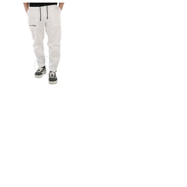 몽클레어 Moncler Mens White Logo Embroidered Cotton Tapered Trousers H10912A00028-595Y2-038
