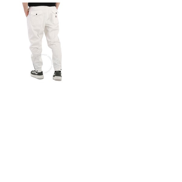 몽클레어 몽클레어 Moncler Mens White Logo Embroidered Cotton Tapered Trousers H10912A00028-595Y2-038