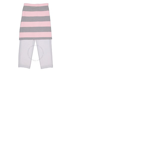 버버리 버버리 Burberry Mens Light Pebble Grey Striped Skirt Detail Mohair Wool Wide-leg Trousers 4563518