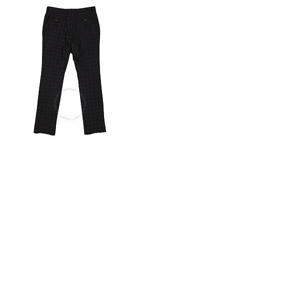 버버리 버버리 Burberry Mens Black Classic Fit Fil Coupe Wool Cotton Tailored Trousers 8013418