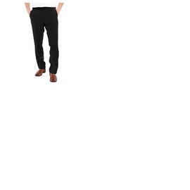 버버리 Burberry Mens Black Classic Fit Velvet Trim Wool Tailored Trousers 8022475