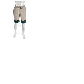버버리 Burberry Mens Sesame Gunley Fair Isle Wool Drawcord Shorts 8024775