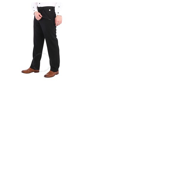 버버리 버버리 Burberry Mens Black Straight-leg Tailored Trousers 4559228