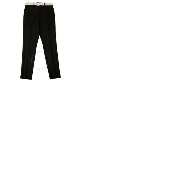 버버리 버버리 Burberry Mens Black Straight-Leg Tailored Trousers 4559188