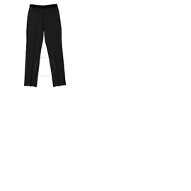 버버리 Burberry Mens Black Velvet Trim Tailored Wool Trousers 4558249