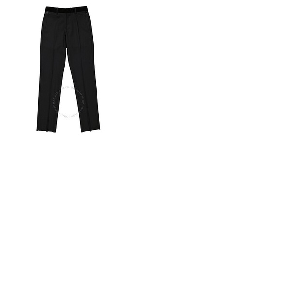 버버리 버버리 Burberry Mens Black Velvet Trim Tailored Wool Trousers 4558249