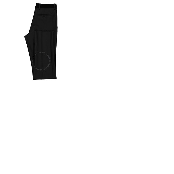 버버리 버버리 Burberry Mens Black Velvet Trim Tailored Wool Trousers 4558249