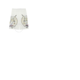 버버리 Burberry White Marine Sketch Sheer Plisse Shorts 4567456