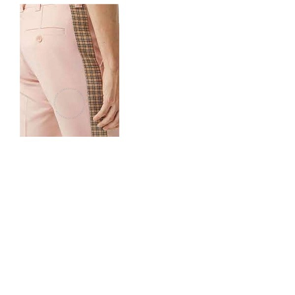 버버리 버버리 Burberry Mens Blush Pink Check Side Stripe Trousers 4565609