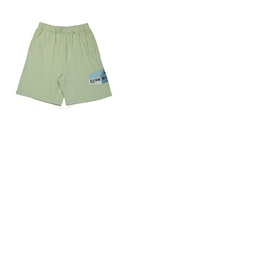 언더커버 Undercover Mens Green House Print Wide-Leg Sweat Shorts UC1B4509-2