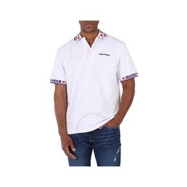 Gcds Mens White Tape Logo Cotton Polo Shirt CC22M15S301-01