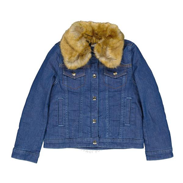 끌로에 Chloe Kids Faux Fur Collar Denim Jacket C16391-Z10