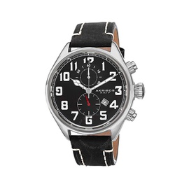 Akribos Xxiv Essential Chronograph Black Dial Stainless Steel Mens Watch AK706SSB
