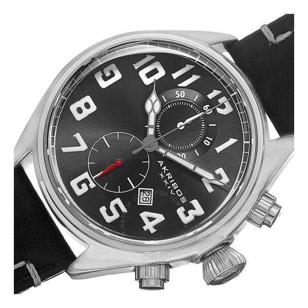  Akribos Xxiv Essential Chronograph Black Dial Stainless Steel Mens Watch AK706SSB
