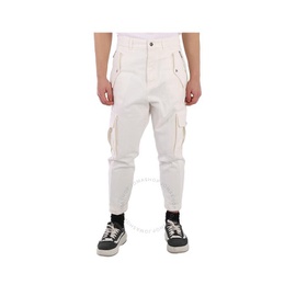 발망 Balmain Mens White Cotton Cargo Pants XH0MH105DC10
